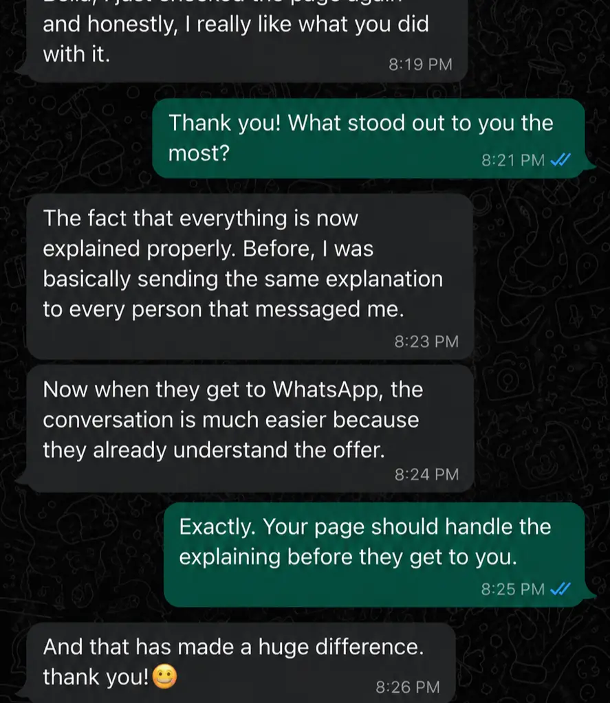 WhatsApp customer feedback